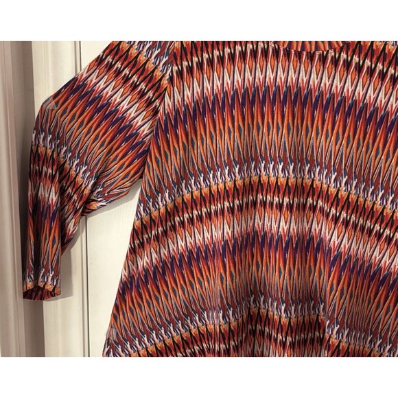 Women's Premise  2XL Top Multi Color Orange Geo Pattern 3/4 Sleeve Point Hem - Picture 10 of 13